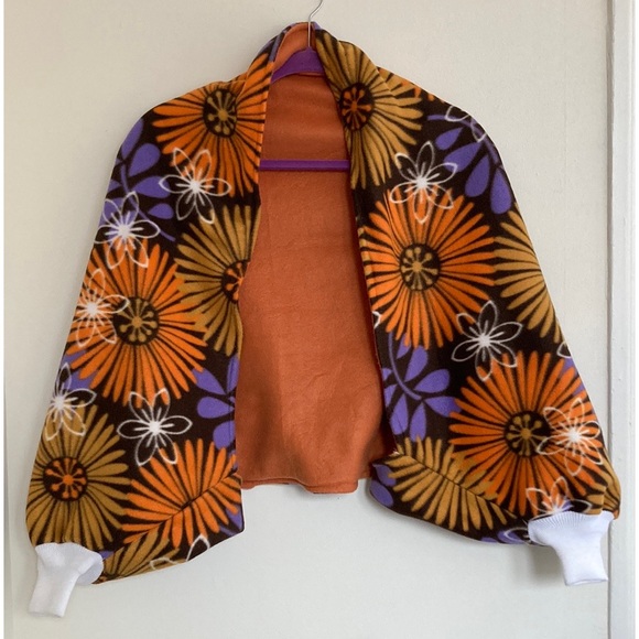 VTG 70s Womens Sweater Fleece Shrug Sz XL Retro Boho Dopamine Dressing Hippie - Picture 11 of 11